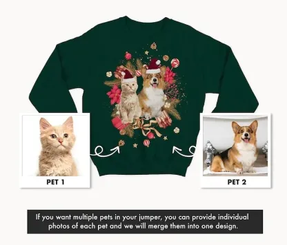 Custom Pet Photo Print Christmas Sweatshirt, Hoodie, T-Shirt-forlovever