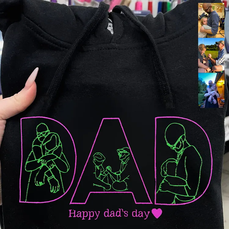 Custom Embroidered Photo-Outline Letter Sweatshirt | Personal "Dad" Gift for Father’s Day, Papa, Grandpa, Daddy