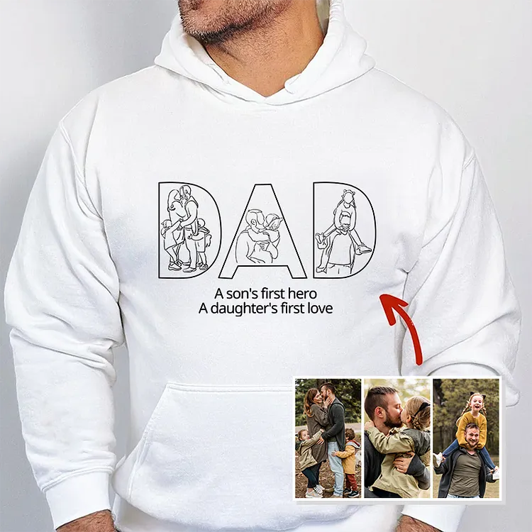 Custom Embroidered Photo-Outline Letter Sweatshirt | Personal "Dad" Gift for Father’s Day, Papa, Grandpa, Daddy