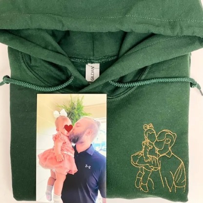Custom embroidered photo portrait sweatshirt gift for dad, father's day