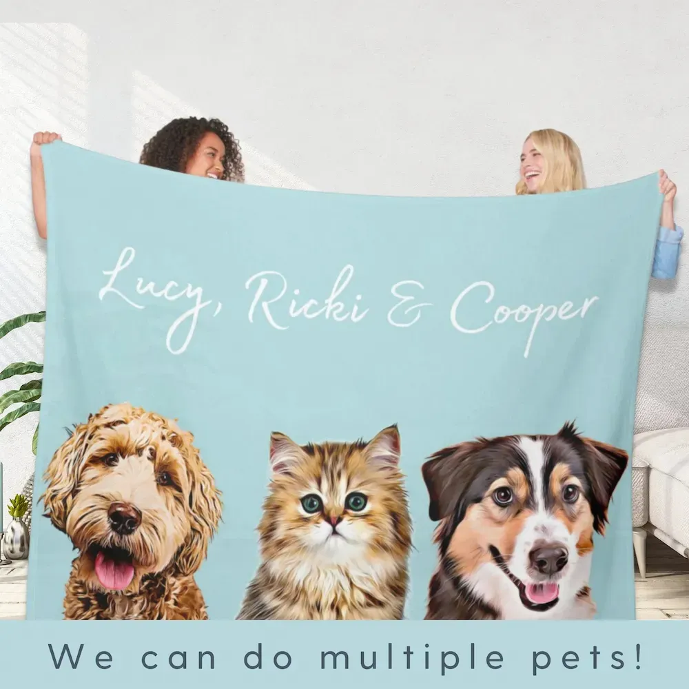 Custom Pet Blanket Using Pet Photo + Name Custom Dog Blanket Personalized Dog Blankets Cat Picture Blanket Pet Photo Blanket