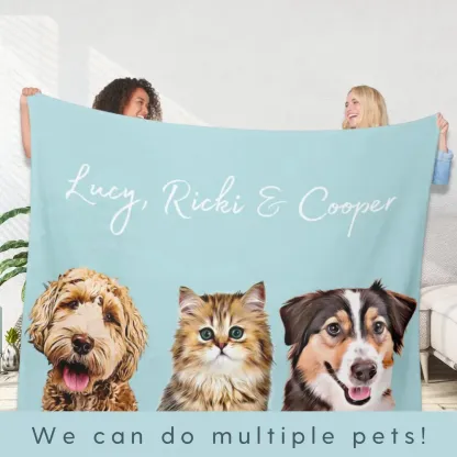 Custom Pet Blanket Using Pet Photo + Name Custom Dog Blanket Personalized Dog Blankets Cat Picture Blanket Pet Photo Blanket