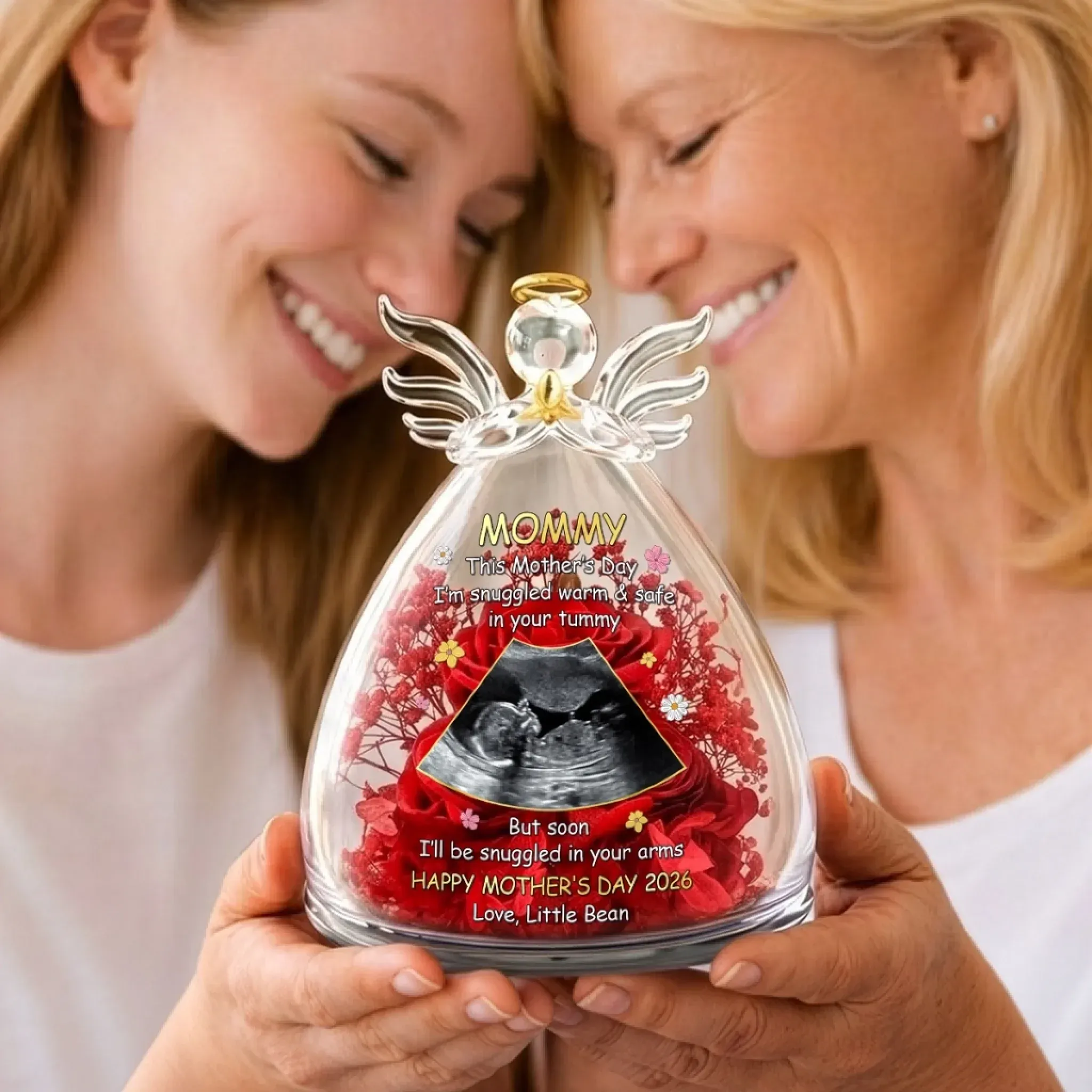 Ultrasoound Personalized Flower In Angel Figurines-Personalized Baby Shower, Gender Reveal Gifts For New Moms
