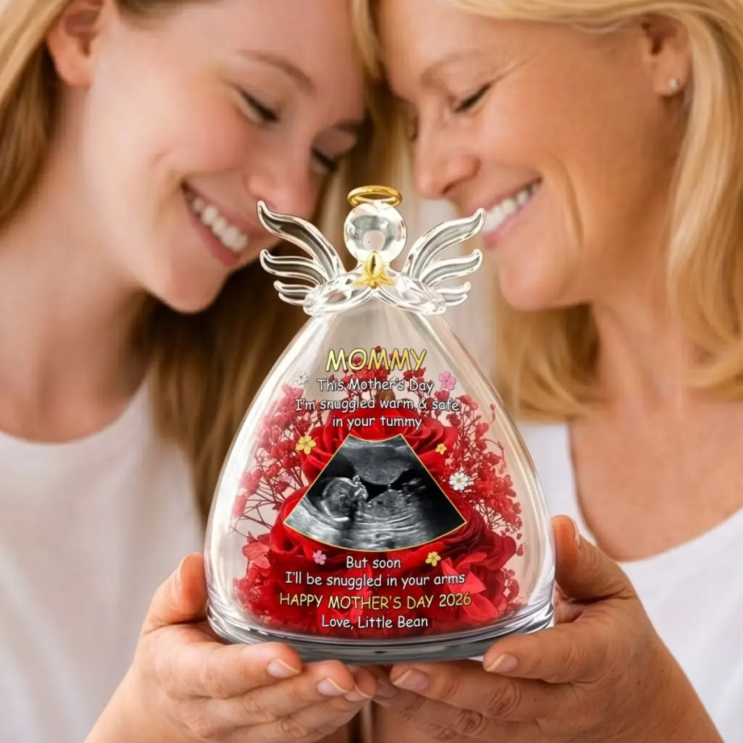 Ultrasoound Personalized Flower In Angel Figurines-Personalized Baby Shower, Gender Reveal Gifts For New Moms