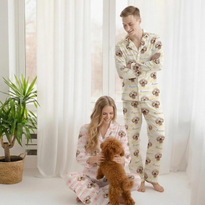 Custom Pet Photo Pajamas, Personalized Pet Sleepwear, Cute Pet Lover Gift, Custom Pajama Pants Set