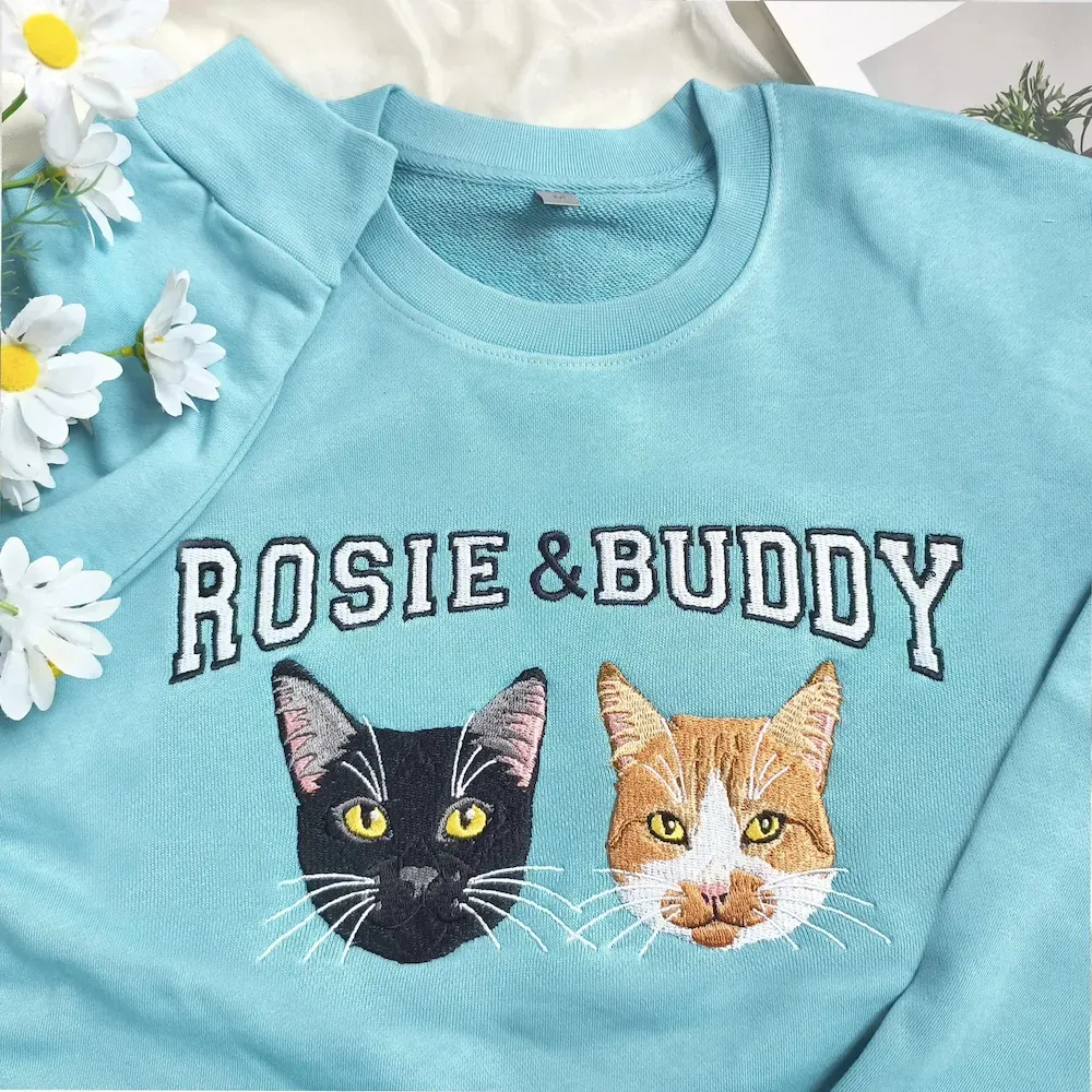 Customized Pet Photo Embroidered Sweatshirts, Gifts For Pet Owners