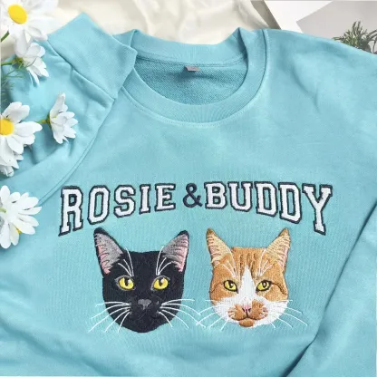 Customized Pet Photo Embroidered Sweatshirts, Gifts For Pet Owners