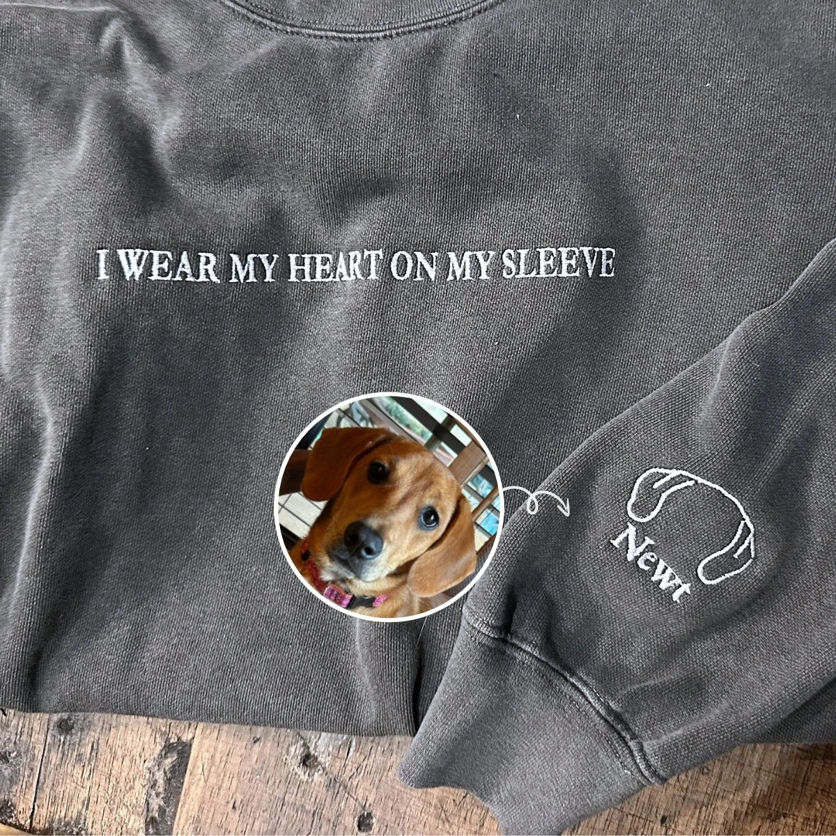 Custom Dog Ear Sweatshirt, Hoodie Embroidered Your Photo, Dog Name-forlovever