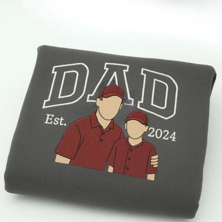 Custom Portrait Embroidered Dad Sweatshirt with Photo,Gift for Dad from Mom