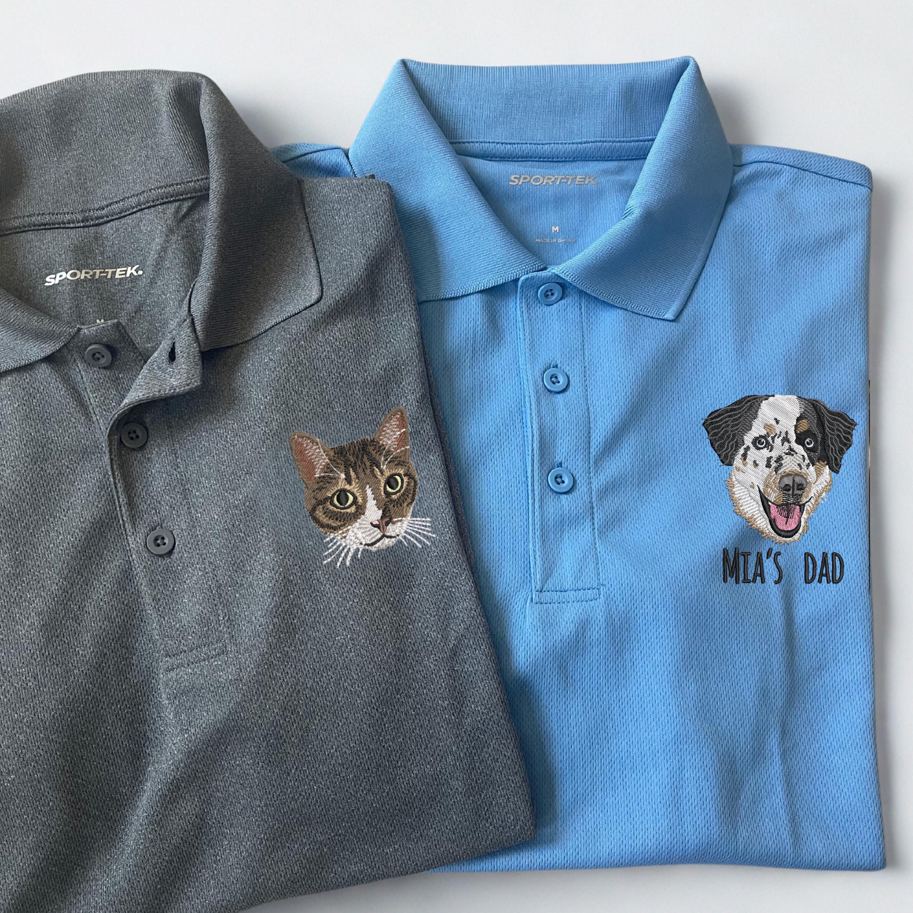 Custom Pet Photo Full Color Embroidered Polo Shirt-forlovever