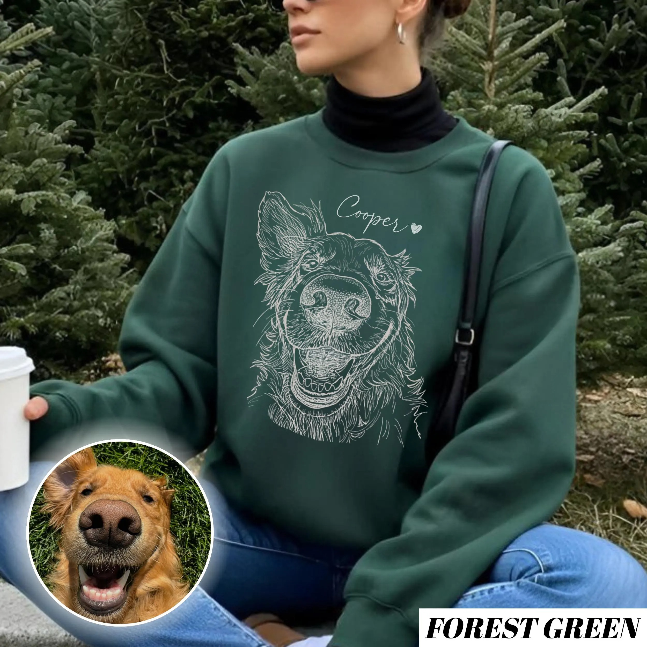 Custom Dog Portrait Print Sweatshirt – Personalized Pet Photo Shirt for Dog Lovers & Pet Parents