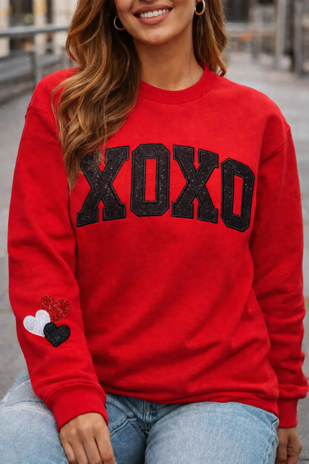 Customized LOVE Embroidered Sequined Appliqué Sweatshirt – Valentine's Day Gift