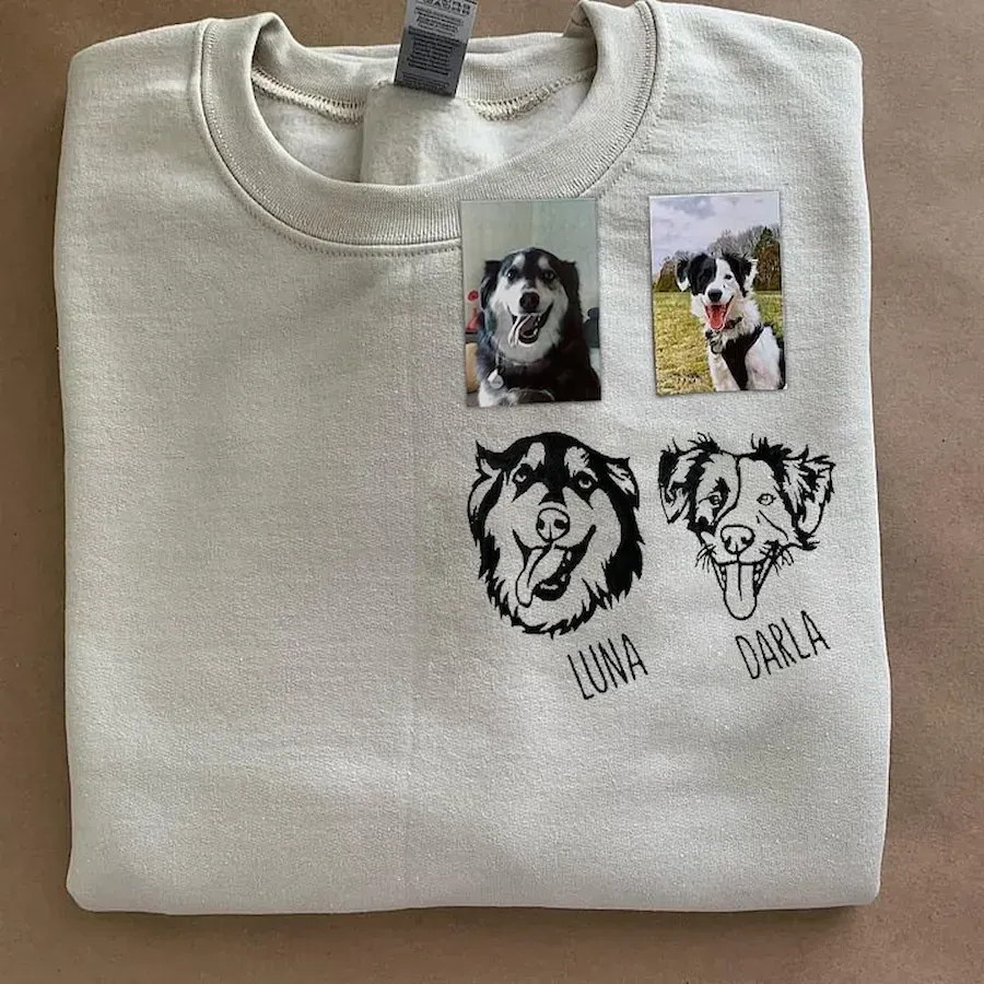 Custom Pet Portrait Print Tee, Sweatshirt & Hoodie | Personalized Dog & Cat Lover Apparel