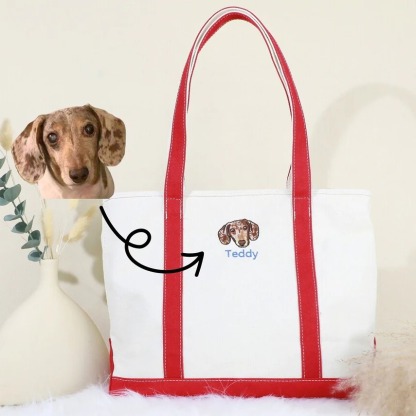 Personalized Dog Tote Bag with Custom Embroidered Photo - Unique Dog Mom Gift Idea