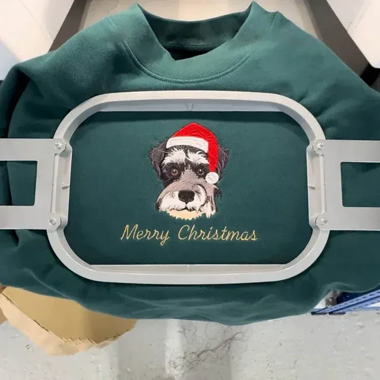 Custom Embroidered Pet Portrait Christmas Sweatshirt Hoodie T-shirt Christmas Gift-forlovever