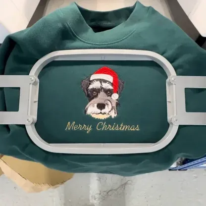 Custom Embroidered Pet Portrait Christmas Sweatshirt Hoodie T-shirt Christmas Gift-forlovever