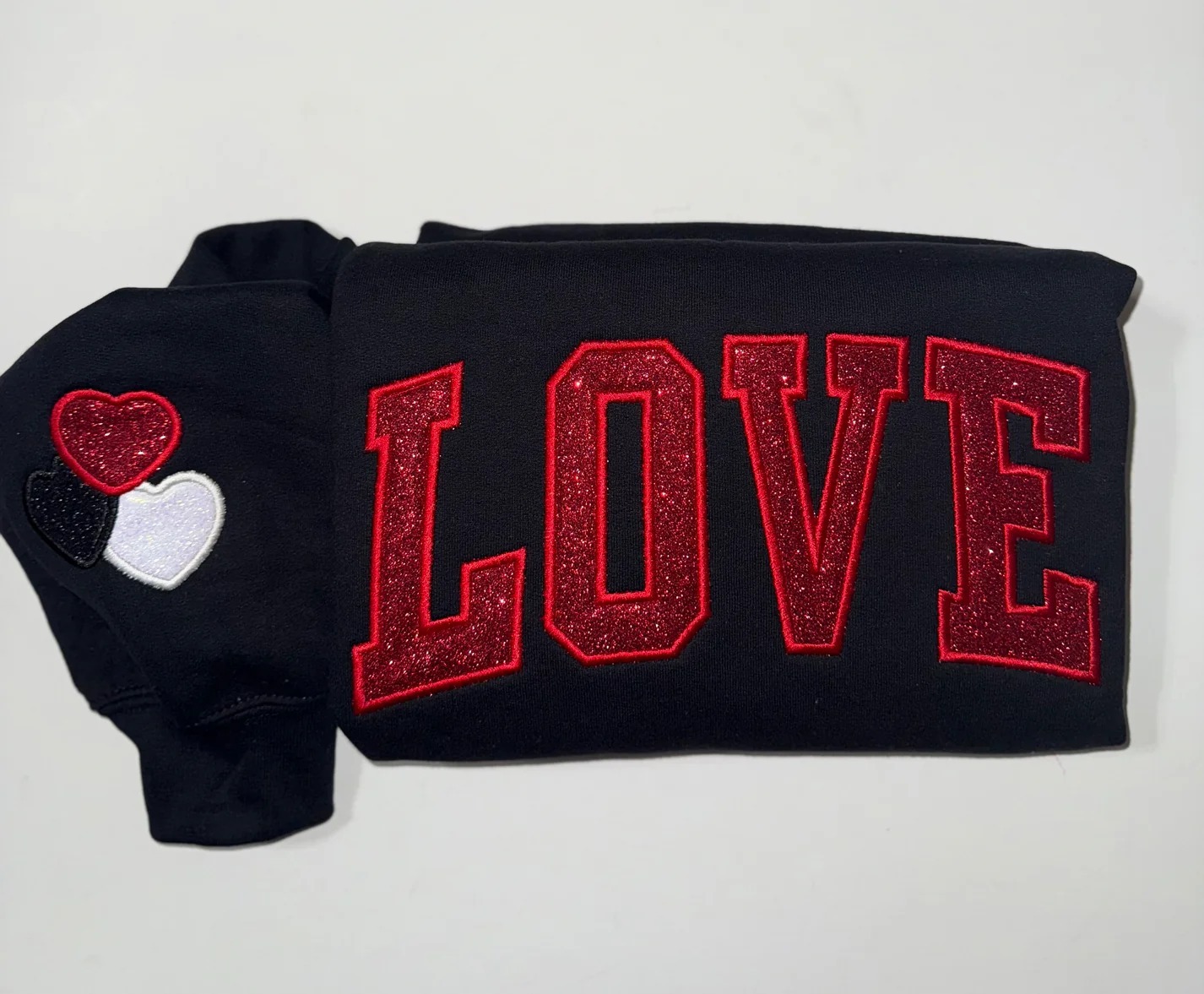 Customized LOVE Embroidered Sequined Appliqué Sweatshirt – Valentine's Day Gift