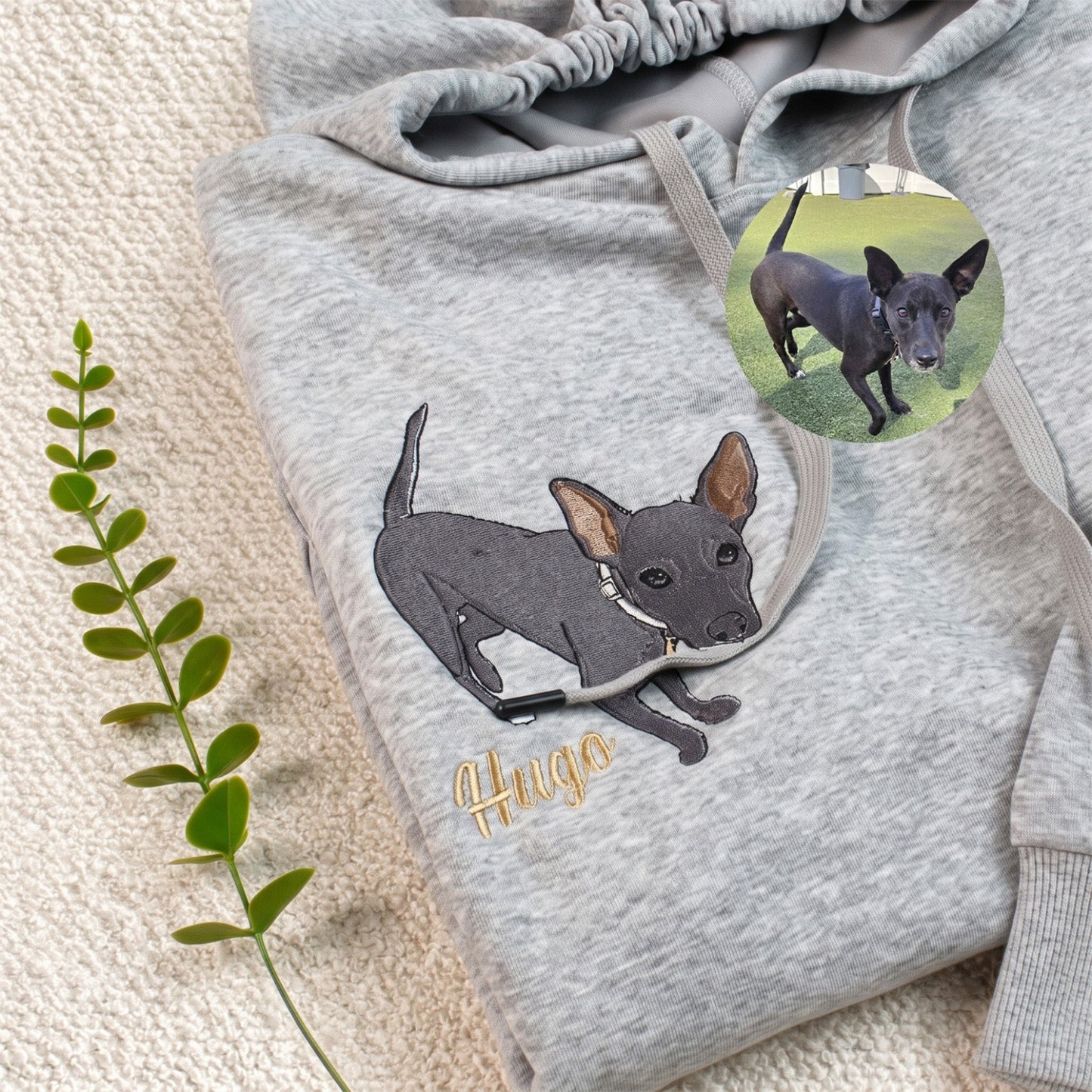 Personalized Pet Biting Drawstring Hoodie – Custom Cat Dog Embroidered Sweatshirt