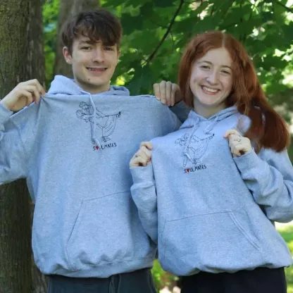 Custom Couple Photos With Background Outline Embroidered Sweatshirt/Hoodie