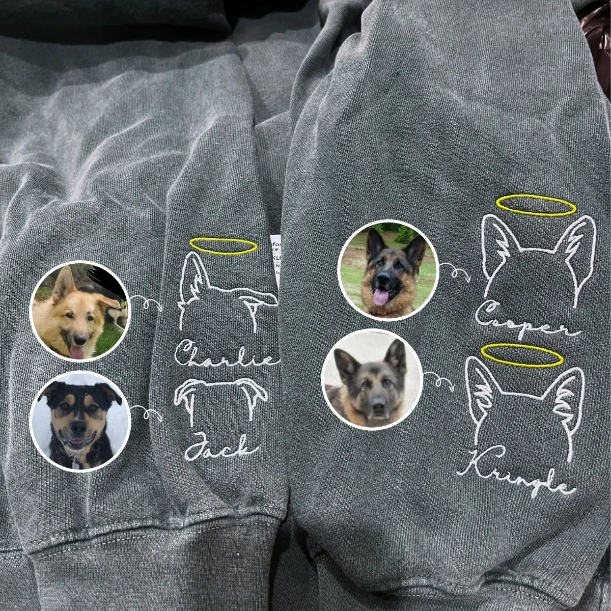 Custom Dog Ear Sweatshirt, Hoodie Embroidered Your Photo, Dog Name-forlovever