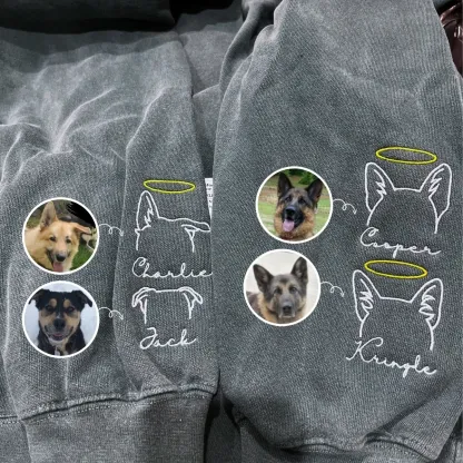Custom Dog Ear Sweatshirt, Hoodie Embroidered Your Photo, Dog Name-forlovever