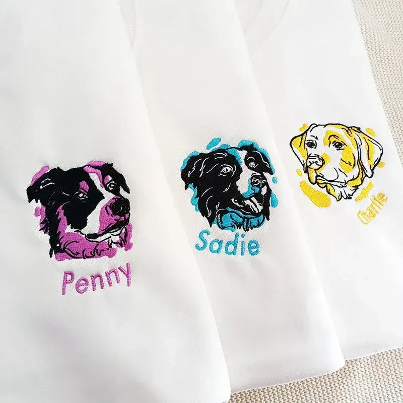 Custom Pet Photo Graffiti Style Embroidered Sweatshirts, Hoodies, T-shirts