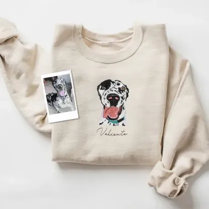 Custom Pet Portrait Embroidered Sweatshirt, Dog Lover Gift Idea