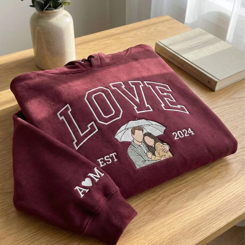 Forlovever Personalized Embroidered Portrait from Photo Hoodies