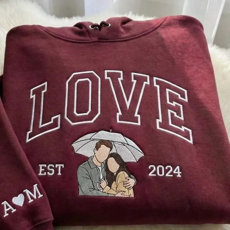 Forlovever Personalized Embroidered Portrait from Photo Hoodies
