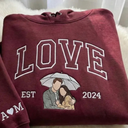 Forlovever Personalized Embroidered Portrait from Photo Hoodies