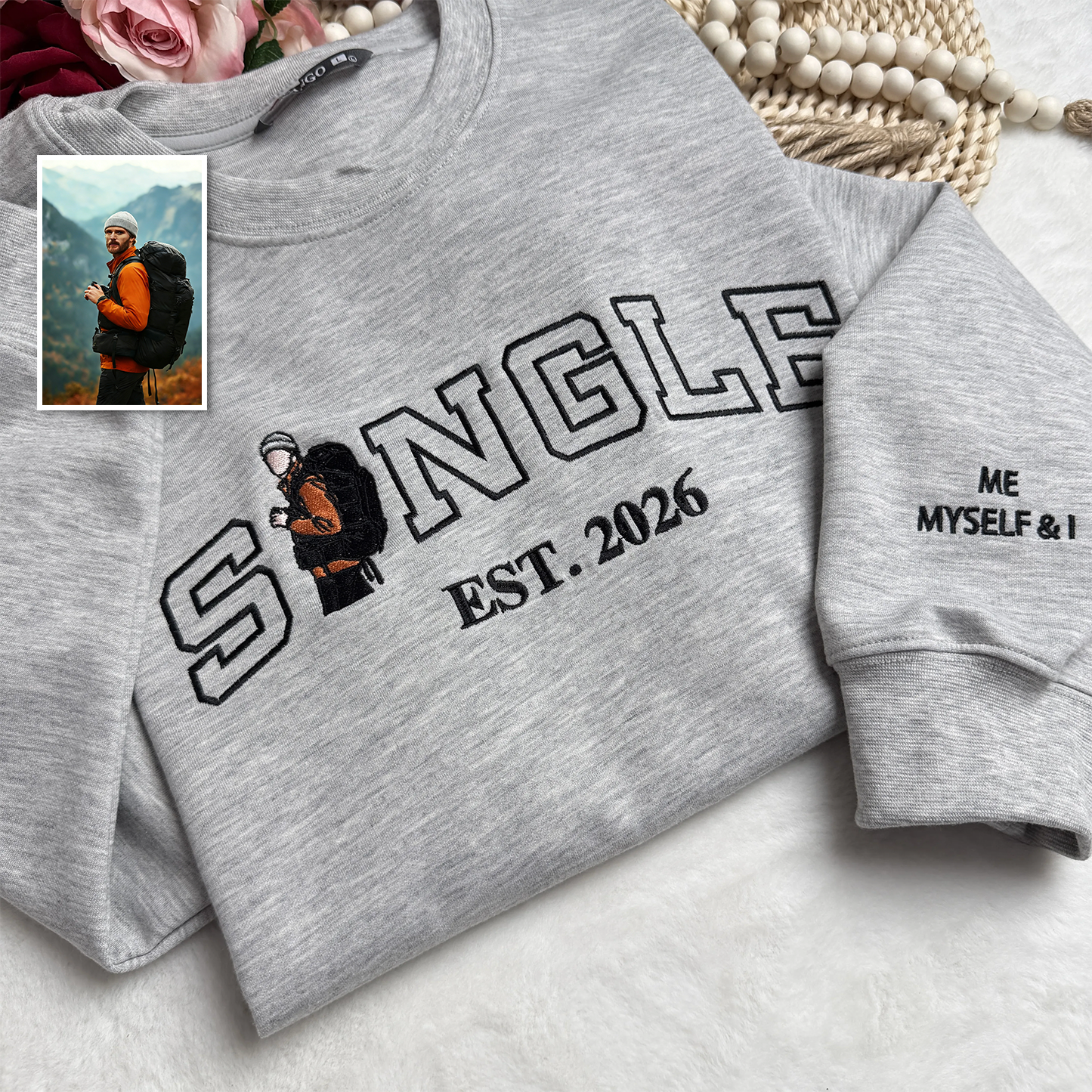 Personalized Singles Club Embroidered Personal Photo Sweatshirt/Hoodie/T-shirt