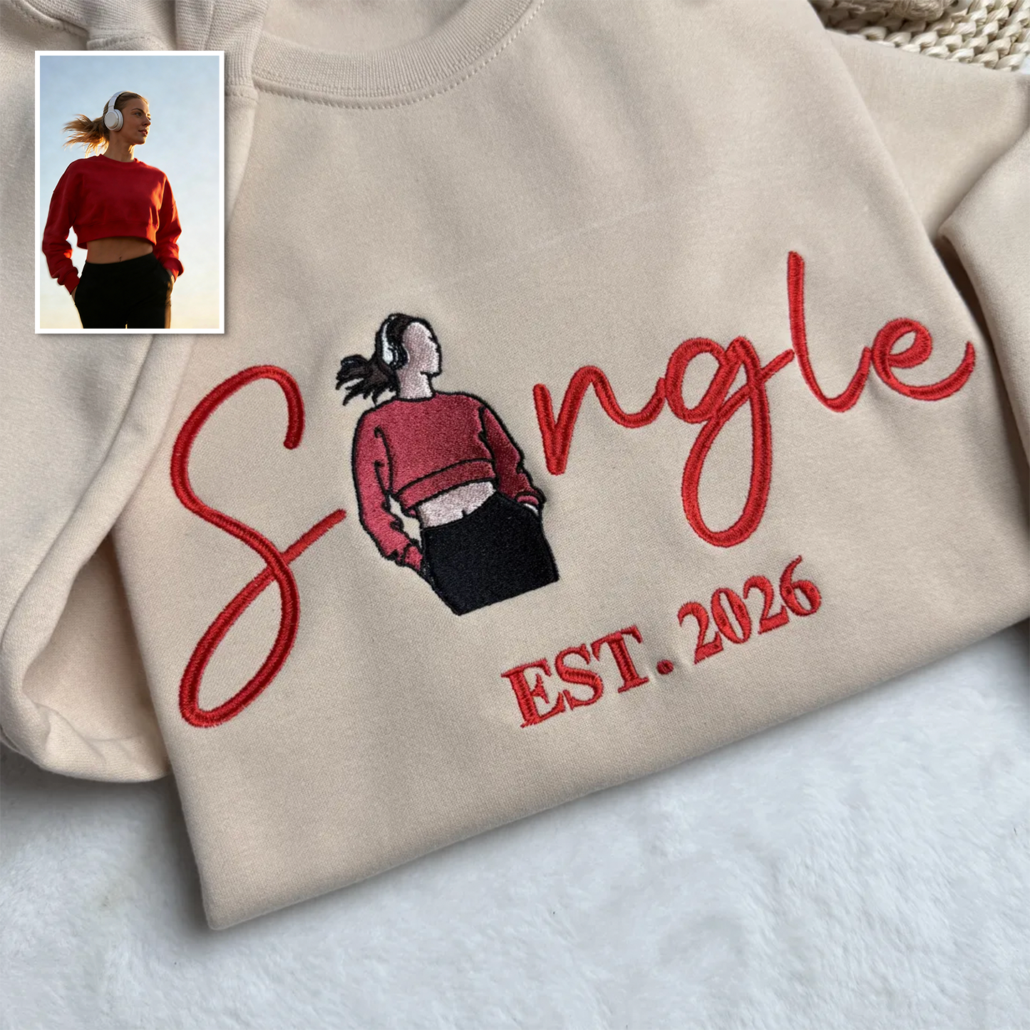 Personalized Single Embroidered Personal Photo Sweatshirt/Hoodie/T-shirt