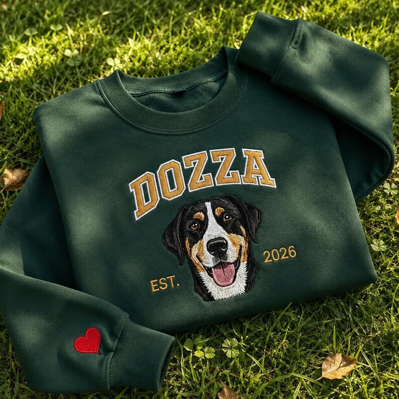 Personalized Embroidered Pet Face and Name Est T-shirt Keepsake Gift for Pet Lovers