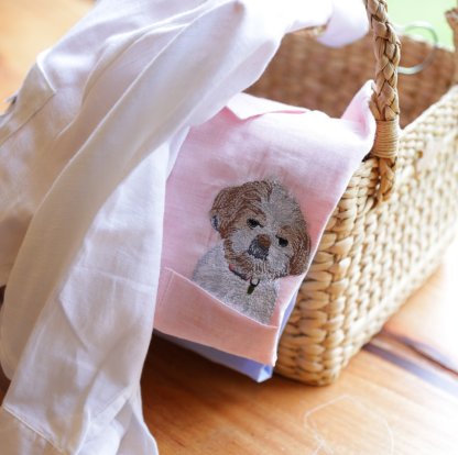 Custom Pet Photo Full Color Embroidered Unisex Pocket Shirt - Formal and Casual-forlovever