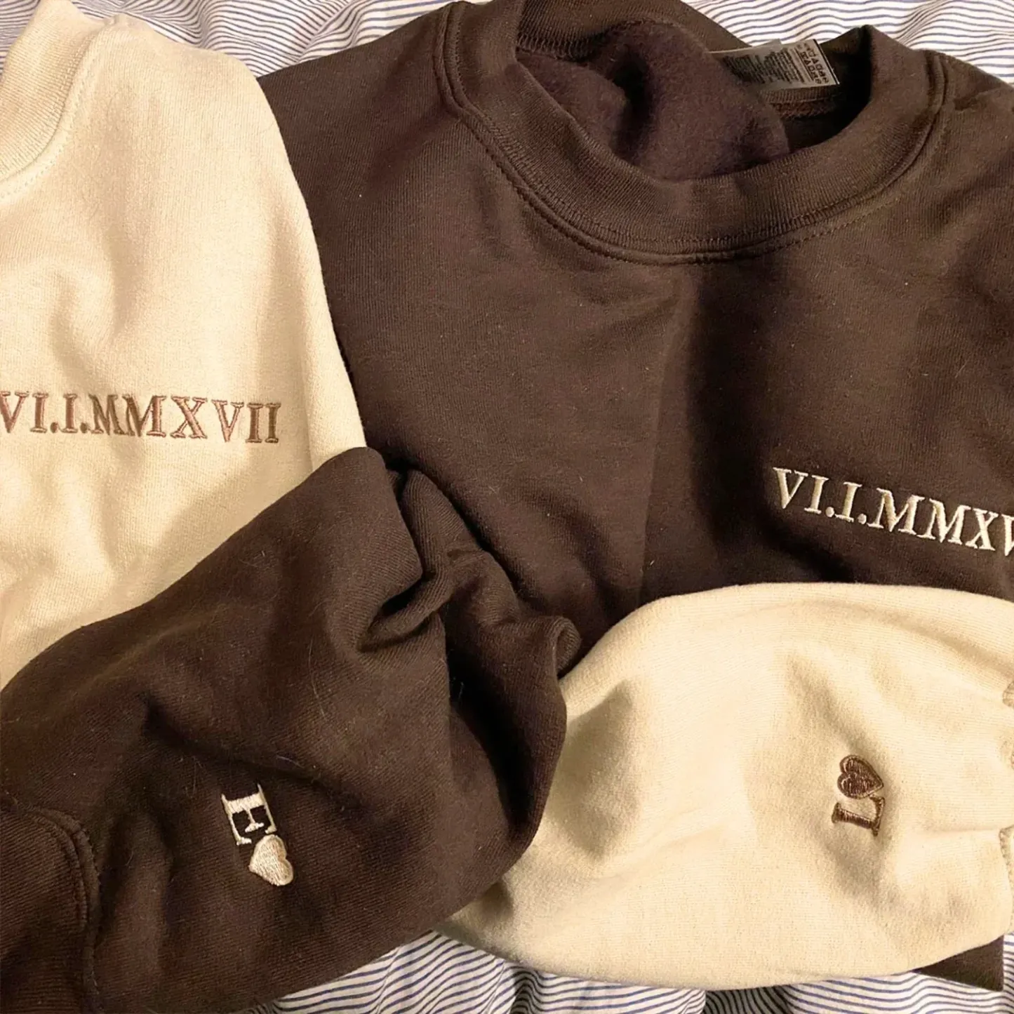 Personalized Anniversary Gifts for Couples, Custom Embroidered Sweatshirt/Hoodie Matching Wedding 1 - 50 Year for Him Her