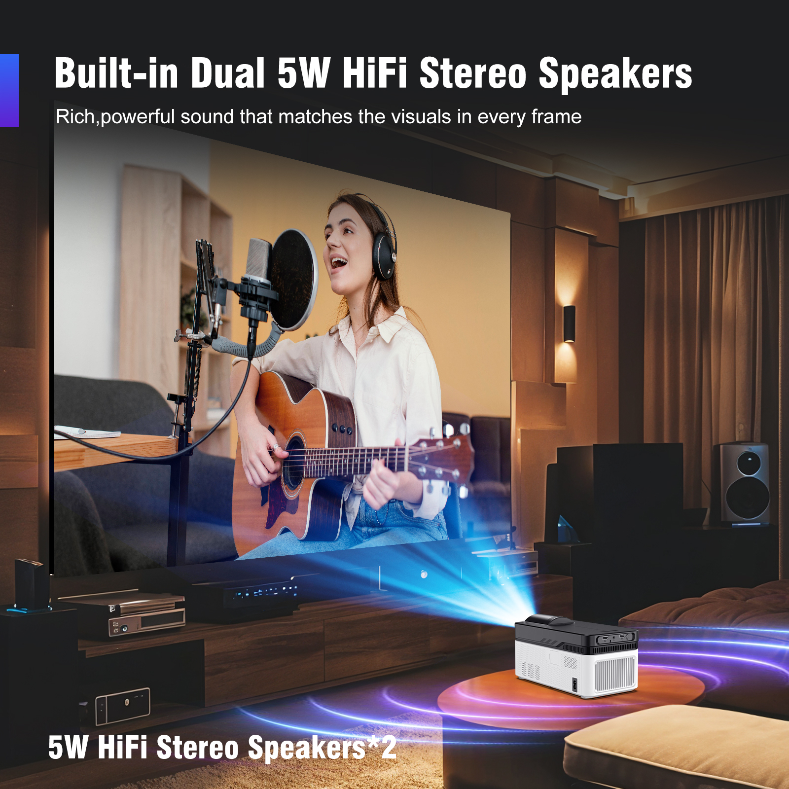 Built-in Dual 5W HiFi Stereo Speakers Rich, powerful sound that matches the visuals in every frame