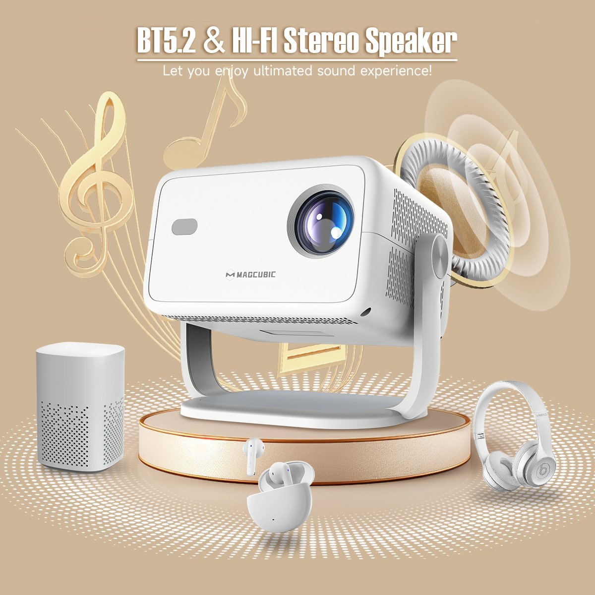 BT5.2 & Hl-Fl Stereo Speaker  Let you enjoy ultimated sound experience!