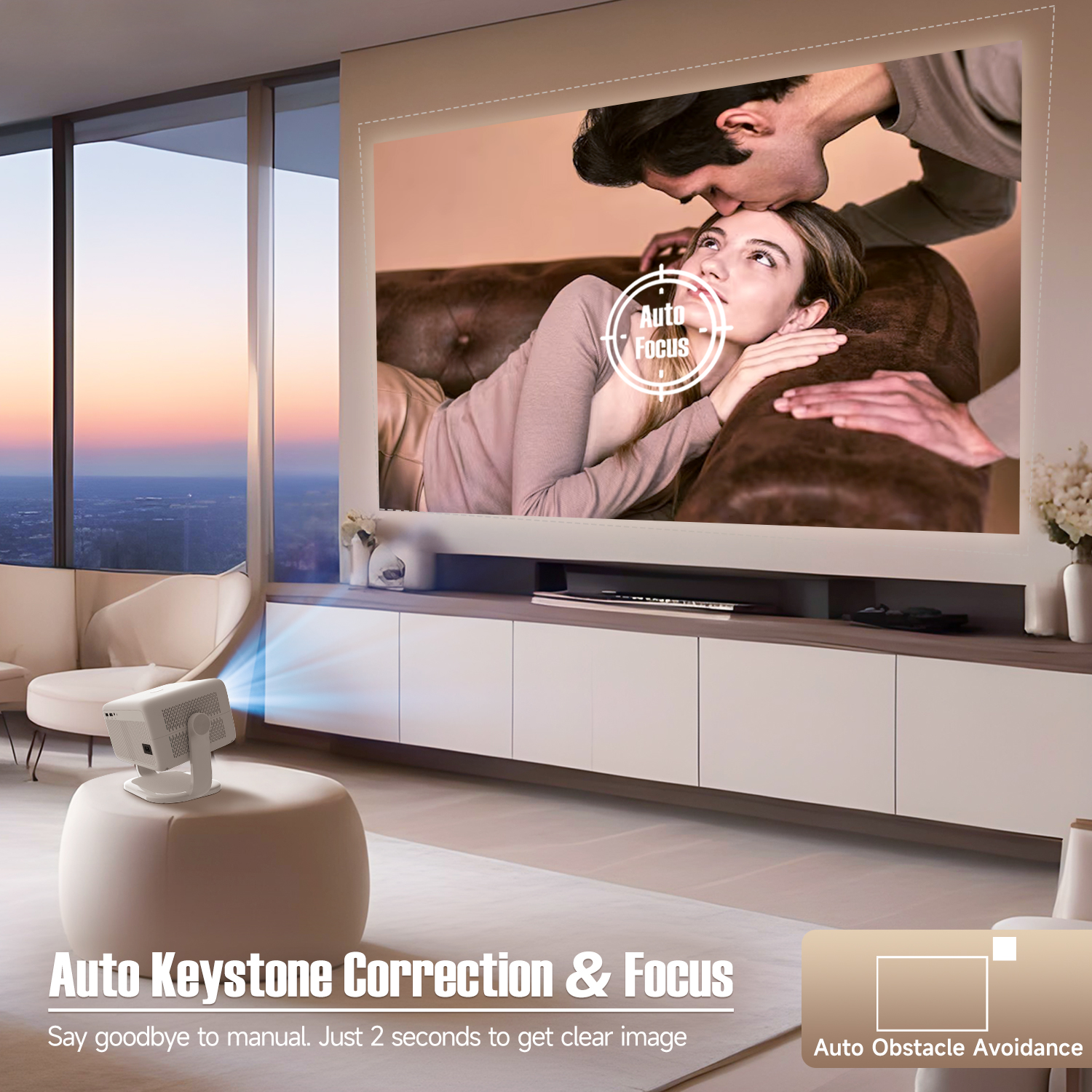 Auto Keystone Correction & Focus Say goodbye to manual. Just 2 seconds to get clear image