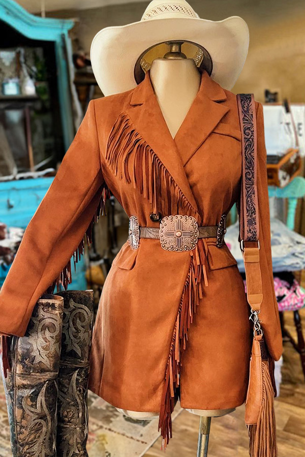 Retro Tassel Lapel Suit Dress