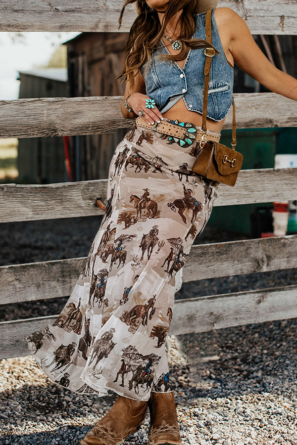Vintage Wild Cowboy Maxi Skirt