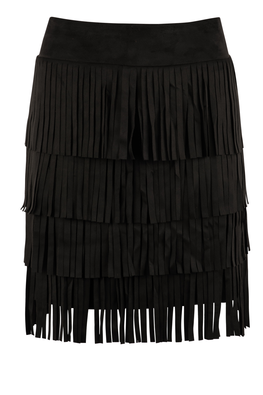 Faux Suede Fringe Skirt
