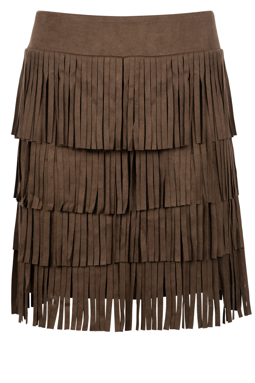 Faux Suede Fringe Skirt