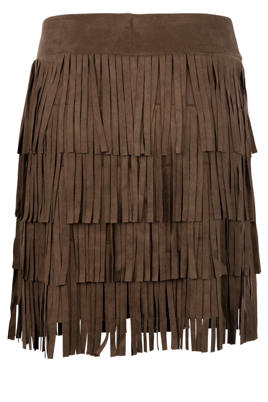 Faux Suede Fringe Skirt