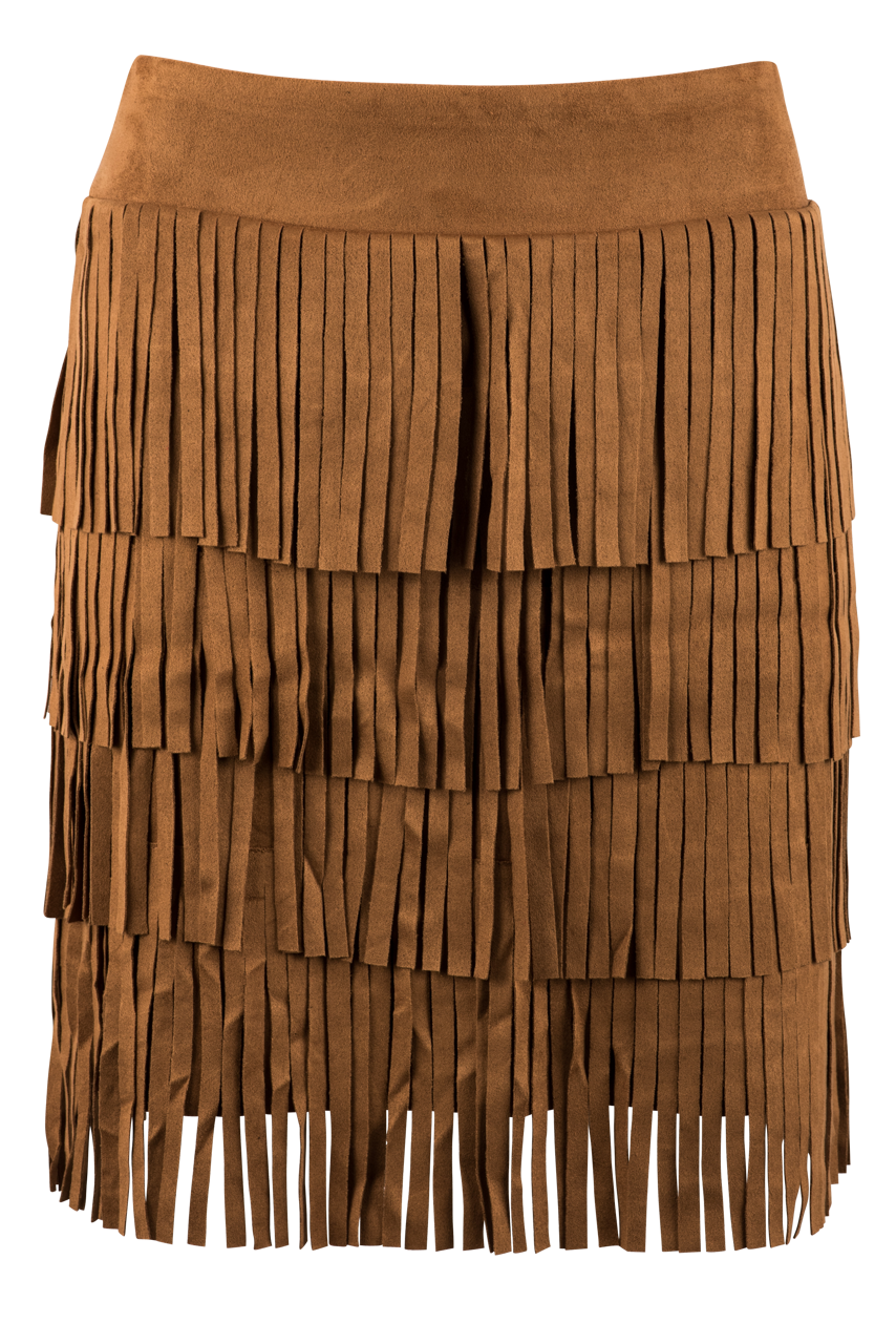 Faux Suede Fringe Skirt