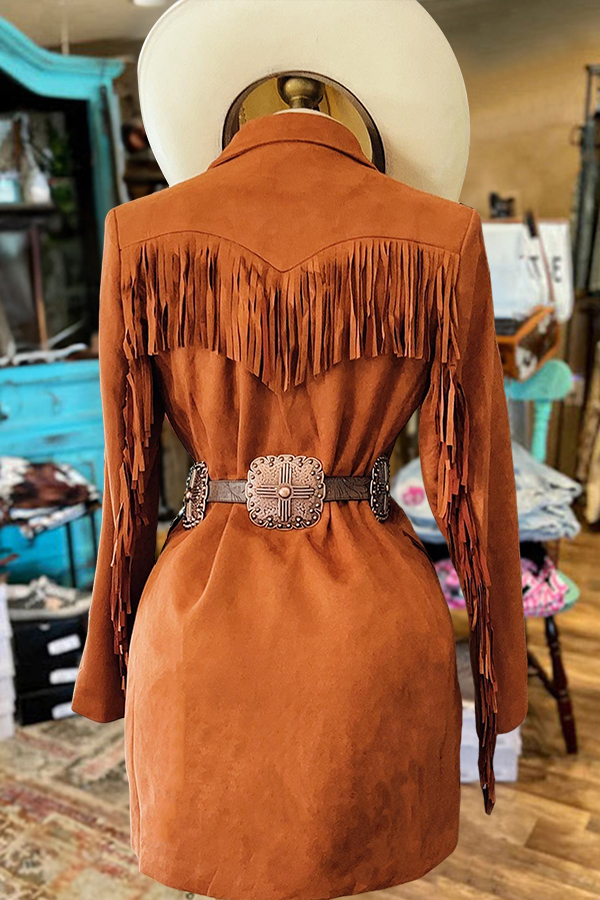 Retro Tassel Lapel Suit Dress