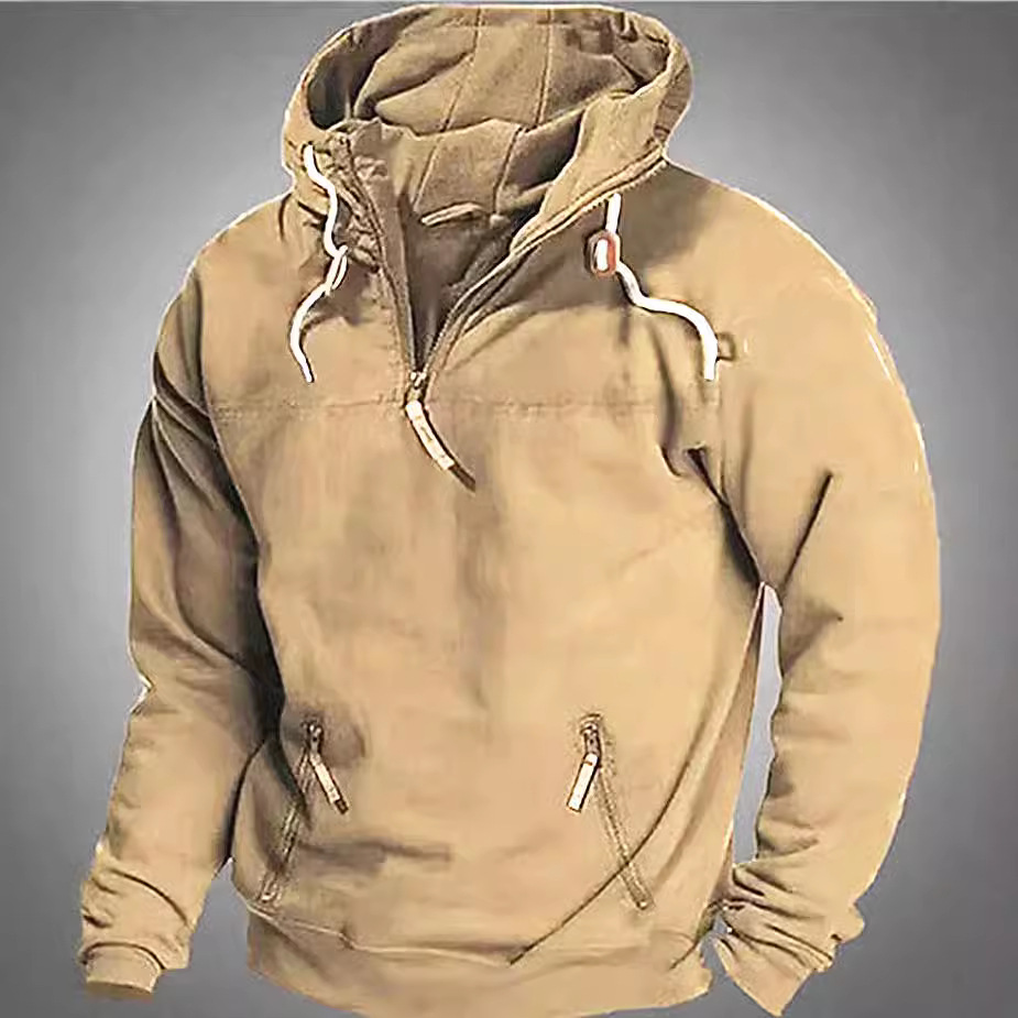 Men's Athleisure Loose Solid Color Hoodie Coat