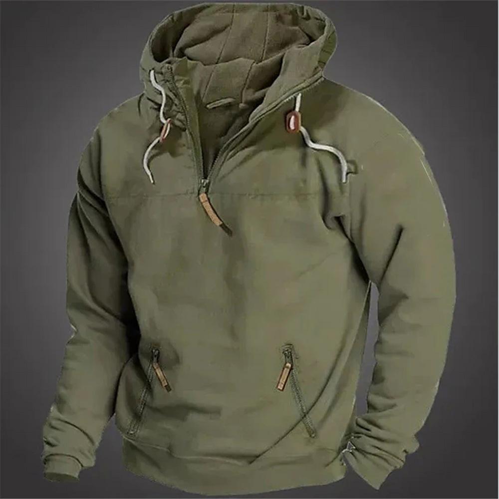 Men's Athleisure Loose Solid Color Hoodie Coat