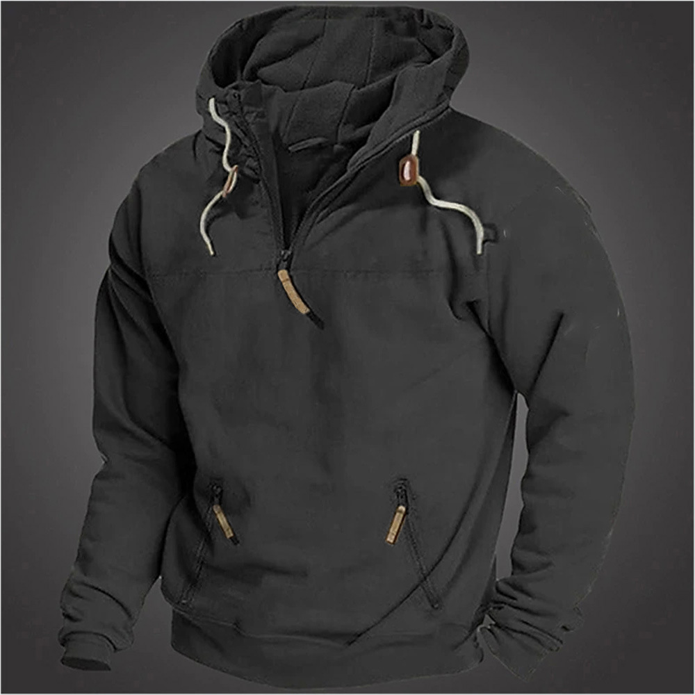 Men's Athleisure Loose Solid Color Hoodie Coat