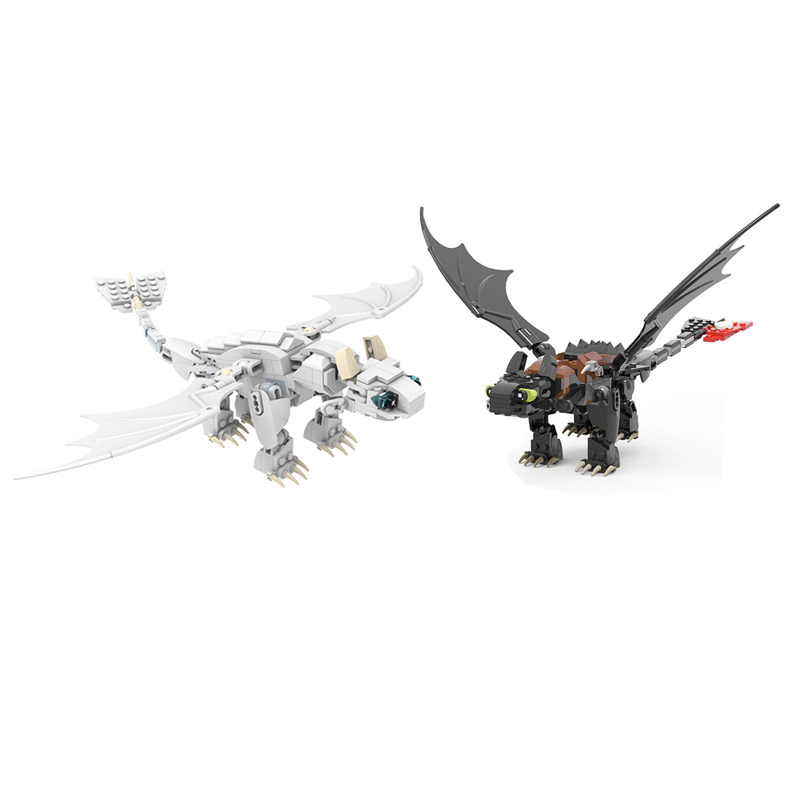 MOC-23064 Toothless Night Fury & Girlfriend Light Fury Dragon Bundled 464 Parts