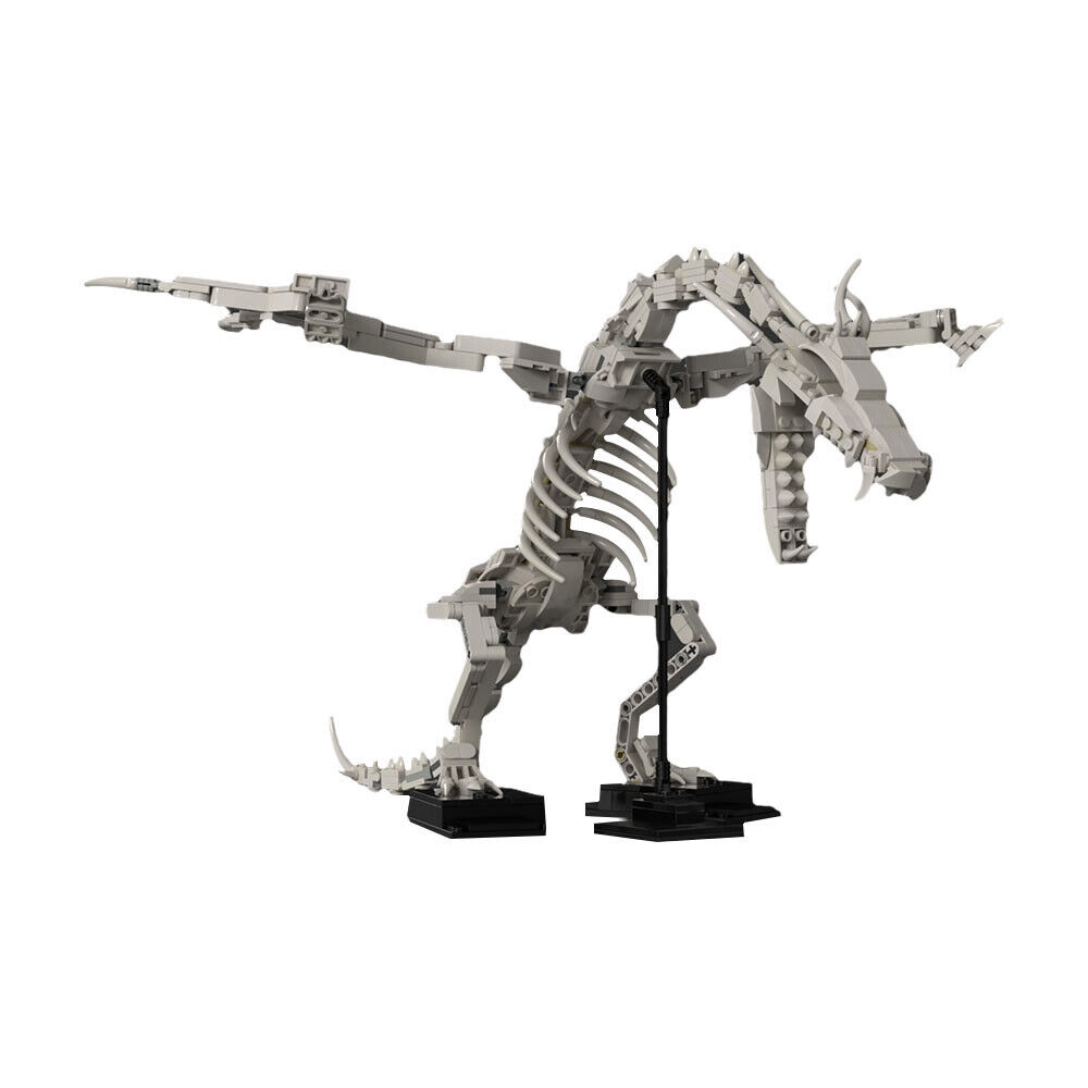 Custom MOC: C7915 Dragon Fossil Mosasaurus Skeleton with Stand 617 Parts-ZITIANYOUBUILD